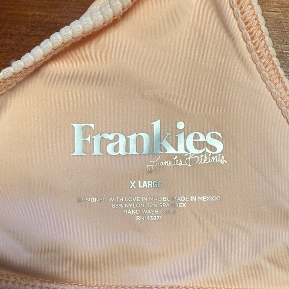Frankie's Bikinis Light Peach Ribbed Cole Top Size XL - Picture 3 of 4